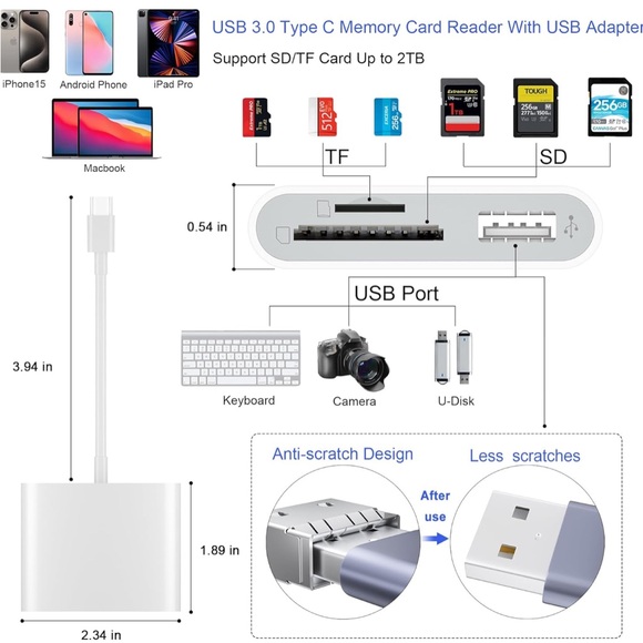 USB C to SD and Micro SD card reader - Picture 3 of 6